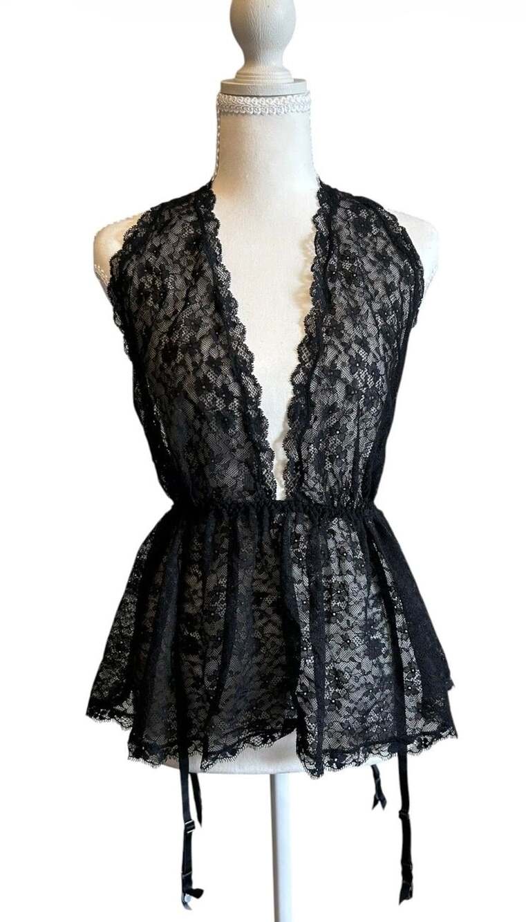 Victoria Secret Black Lace Lingerie Size L New Without Tags